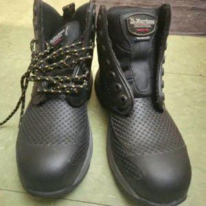 dr martens air wair black boots industrial, safety composite toe, size 8